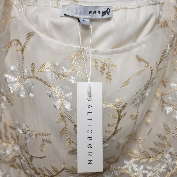 Baltic Born White Floral Lace Embroidered Maxi Dress Cottagecore Bridal Fairy L - Picture 8 of 9